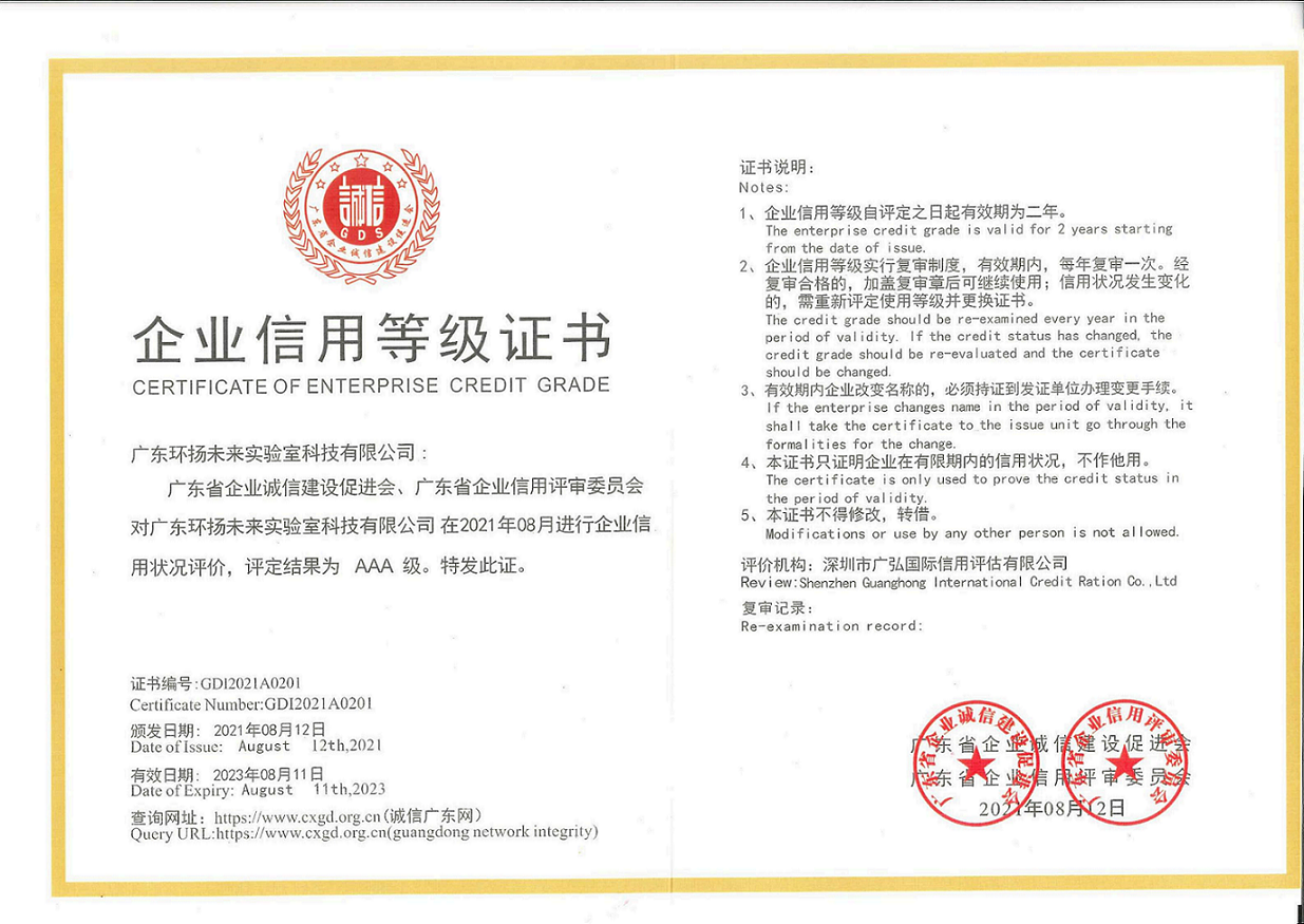 AAA級企業信用等級證書